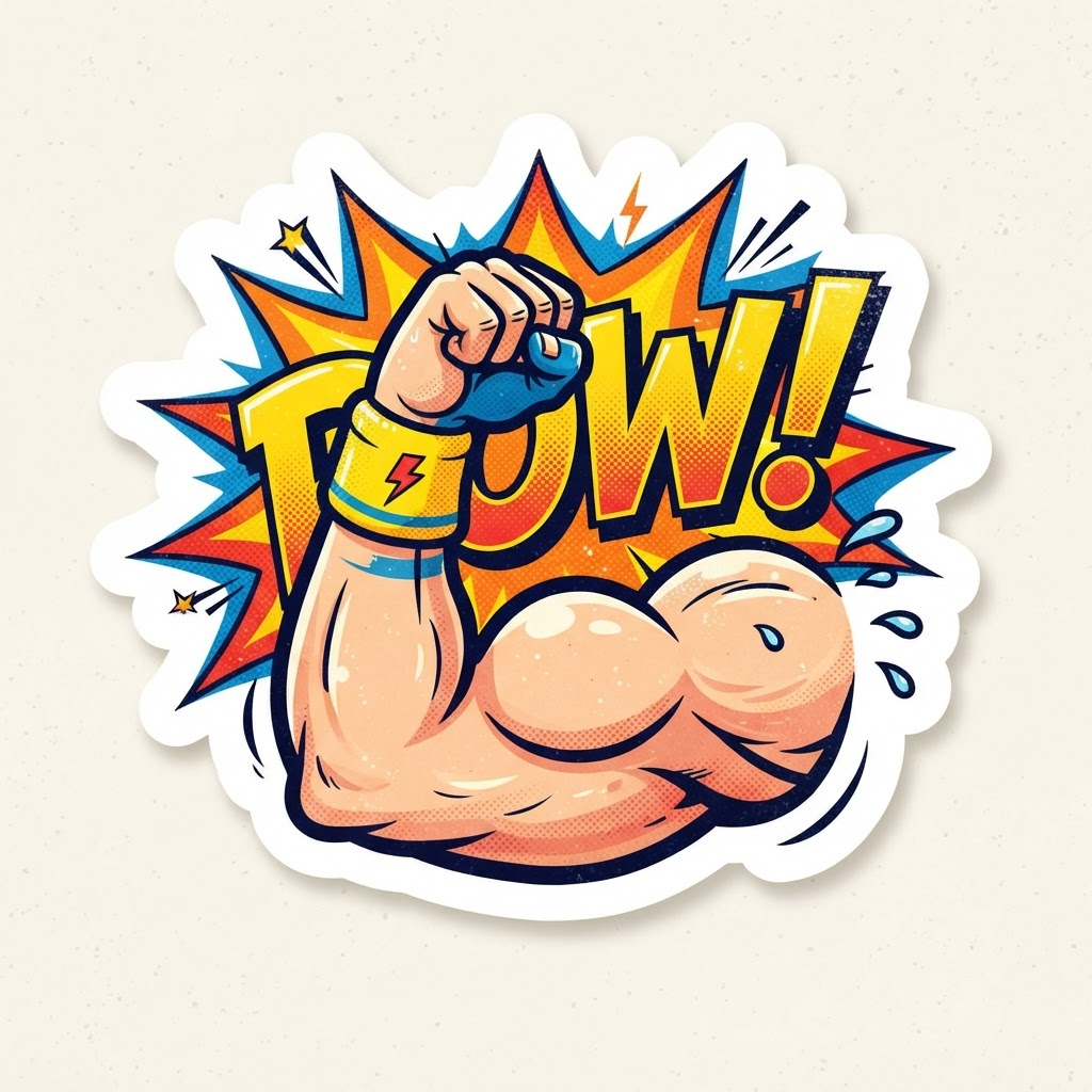 Cartoon flexing arm